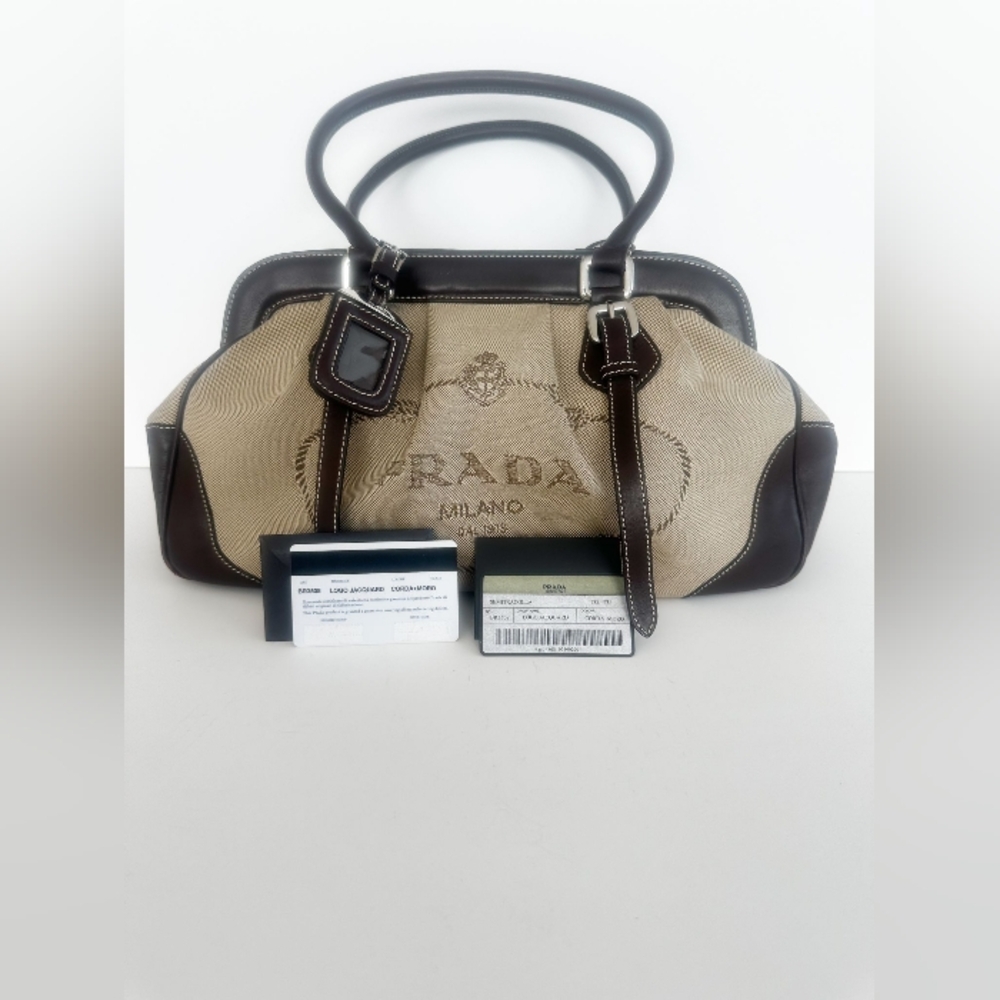 Prada Brown Jacquard Logo Doctor Handbag Pre-loved